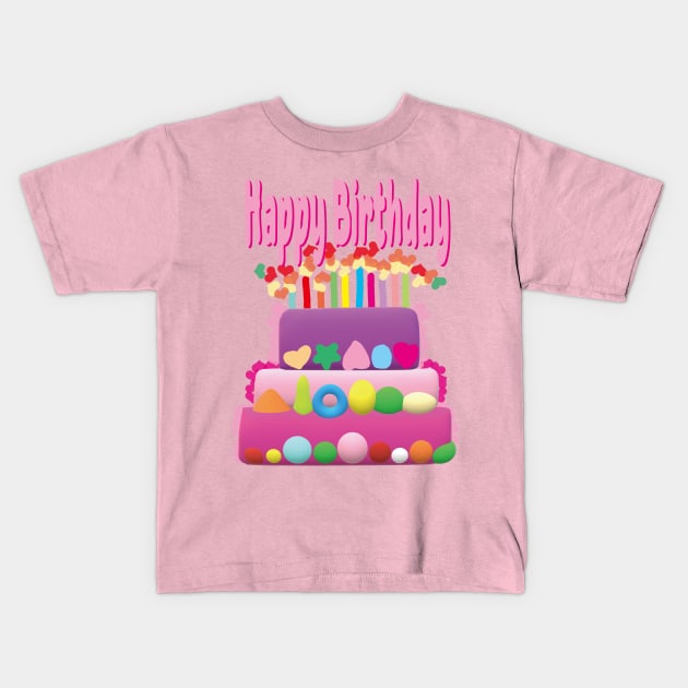 Happy Birthday Cake Kids T-Shirt by EunsooLee